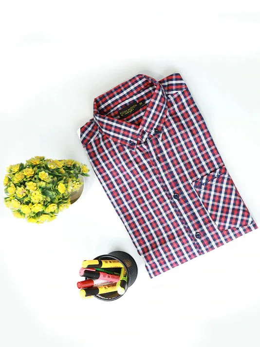 Red Checkered Casual Shirt