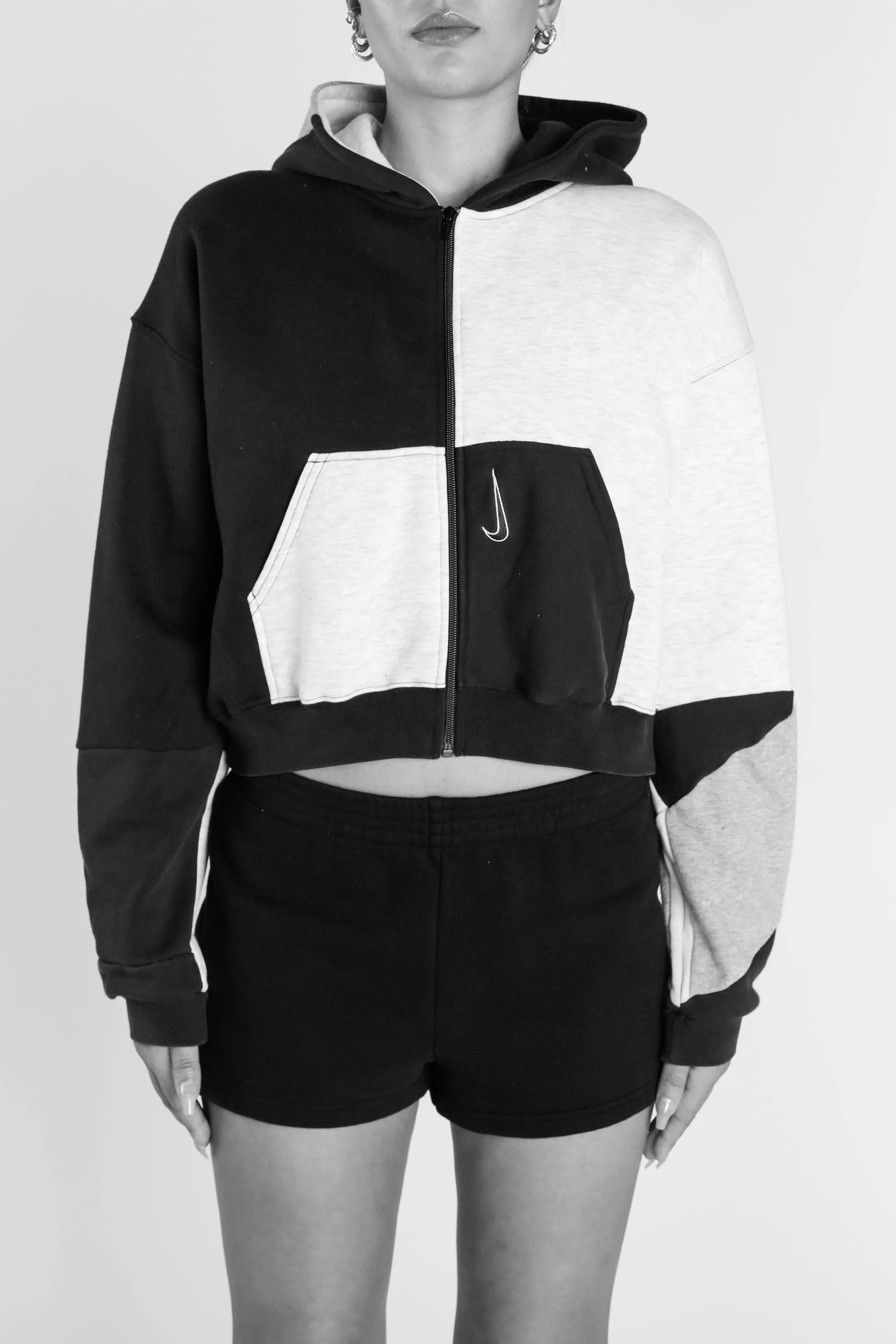 Rework Adidas Crop Zip Hoodie - XS