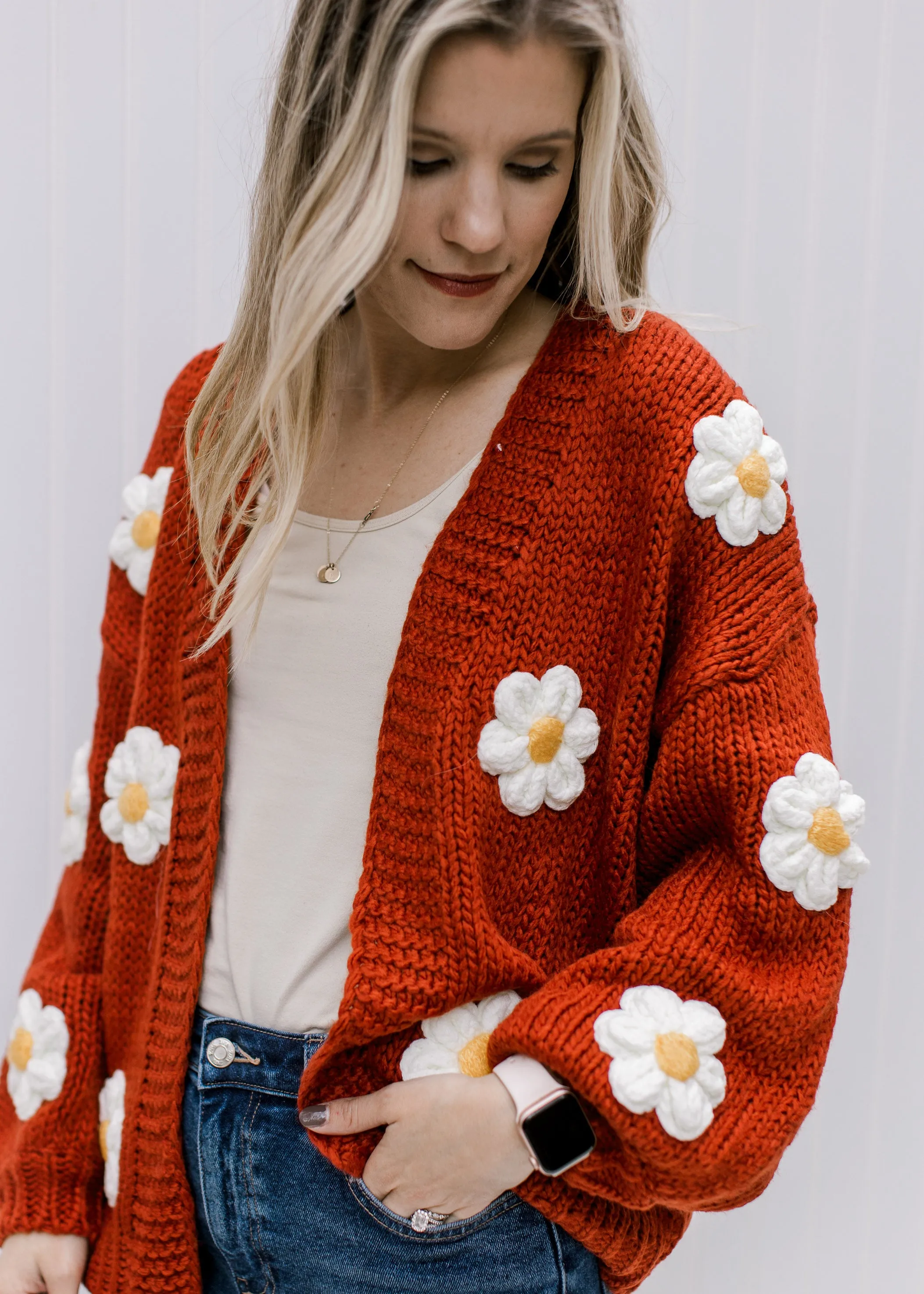 Rust Daisy Cardigan