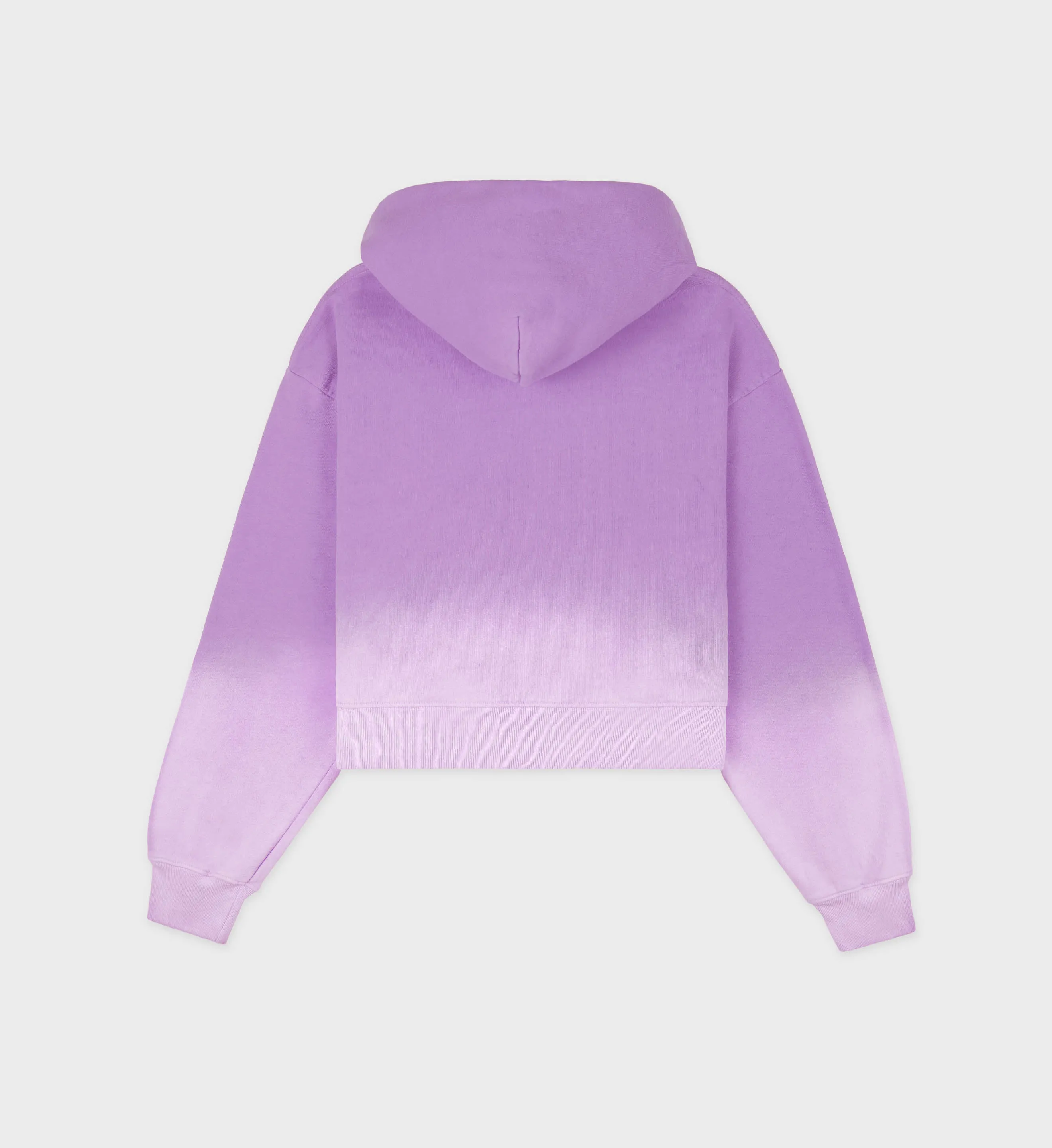 Serif Logo Cropped Hoodie - Dip Dye Purple/White