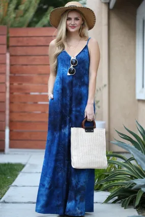 SPAGHETTI STRAP MAXI LONG DRESS WITH POCKET