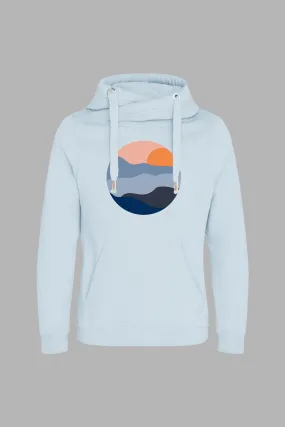 Sunset Cowl Neck Hoodie - Blue