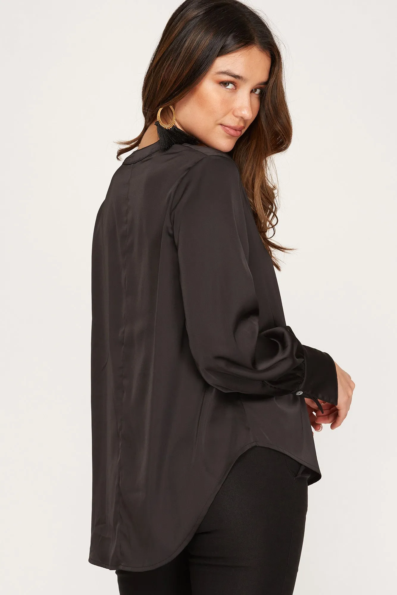 Sweet Temptation Black Satin Top | Bella Chic