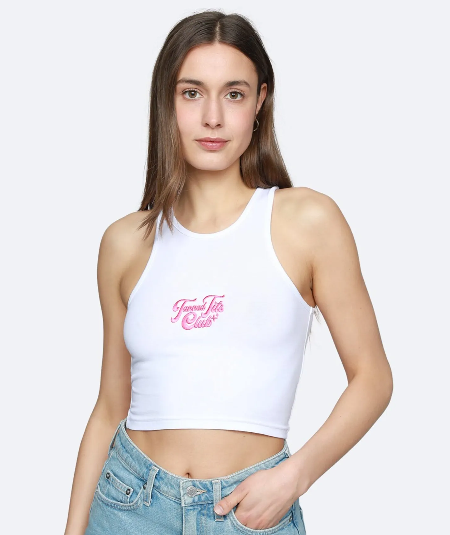 Tanned Tits Ladies Tank Top - White