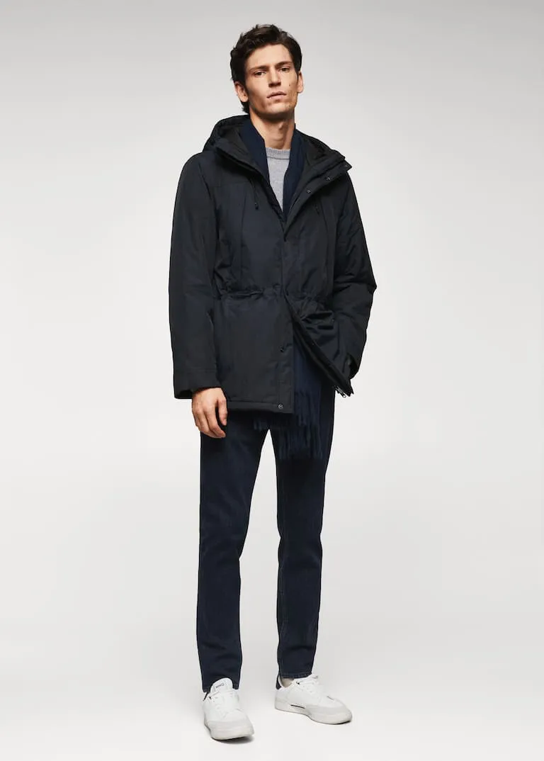 Water-repellent padded parka