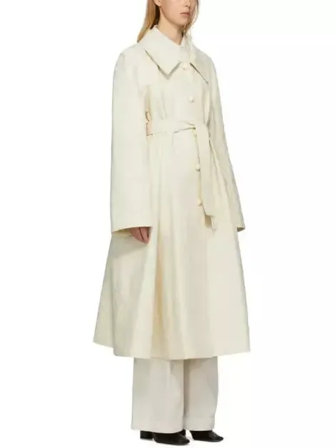 Women’s Belted Single-Breasted Linen-Blend Trench Coat