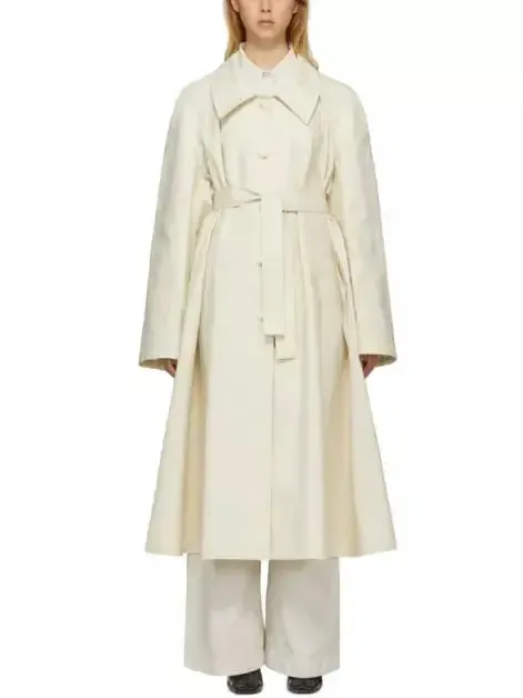 Women’s Belted Single-Breasted Linen-Blend Trench Coat