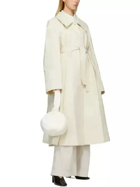 Women’s Belted Single-Breasted Linen-Blend Trench Coat