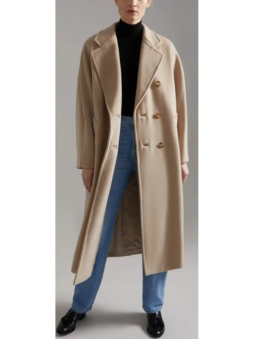 Women’s Double-Breasted Wool and Cashmere-blend Icon Coat, Sand